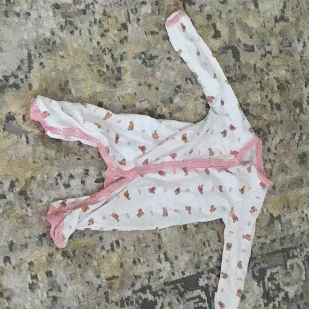 Ralph Lauren White and Pink One Pieces with Bear Pattern and Ruffle Trim